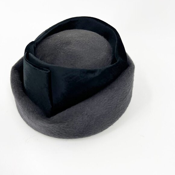 ✅ VTG 40 50s Brigitte Italy Hat Sonni of California Pillbox Black - Picture 3 of 6